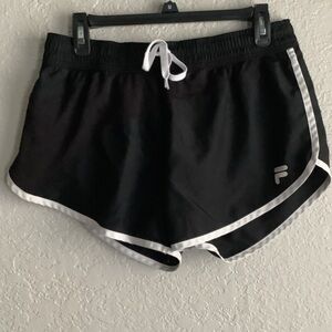 Fila Black Athletic Shorts with White Piping